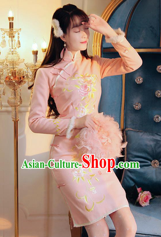 Traditional Ancient Chinese Young Women Cheongsam Dress Republic of China Tangsuit Stand Collar Blouse Dress Tang Suit Clothing