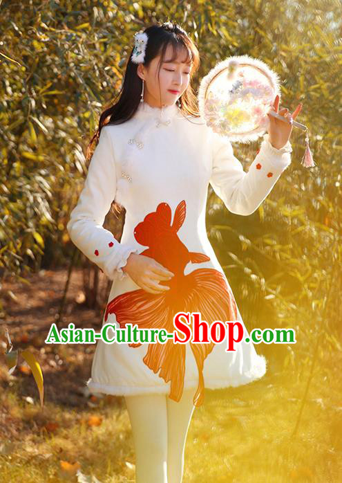Traditional Ancient Chinese Young Women Cheongsam Dress Republic of China Tangsuit Stand Collar Blouse Dress Tang Suit Clothing