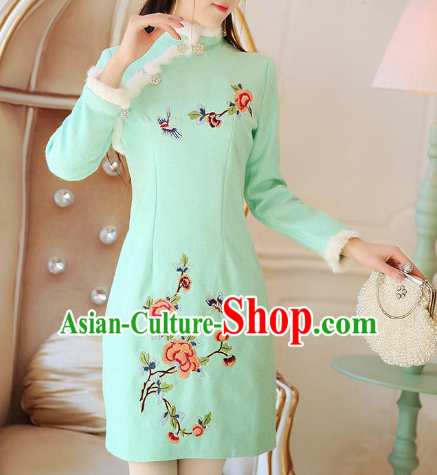 Traditional Ancient Chinese Young Women Cheongsam Dress Republic of China Tangsuit Stand Collar Blouse Dress Tang Suit Clothing