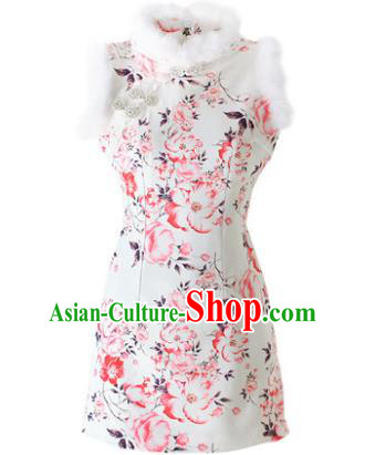 Traditional Ancient Chinese Young Women Cheongsam Dress Republic of China Tangsuit Stand Collar Blouse Dress Tang Suit Clothing