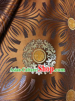 Chinese Traditional Fabric Mongolian Robe Brown Brocade Chinese Fabric Asian Tibetan Robe Material