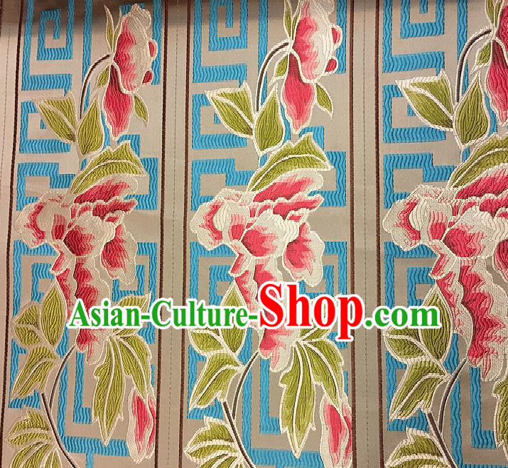 Chinese Traditional Fabric Tang Suit Peony Pattern Brocade Chinese Fabric Asian Tibetan Robe Material