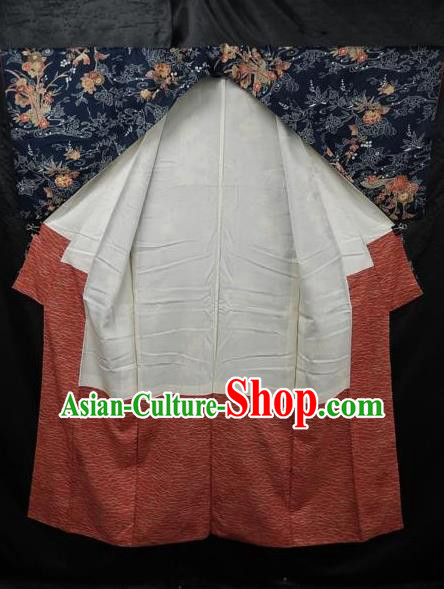 Traditional Japan Costume Female Navy Furisode Kimono Japanese Geisha Yukata Dress for Women