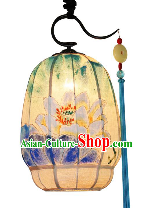 Handmade Traditional Chinese Lantern Ceiling Lanterns Hand Painting Lotus Lanern New Year Lantern
