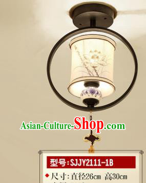 Asian China Traditional Handmade Lantern Painting Lotus Ceiling Lamp Ancient Palace Lanern
