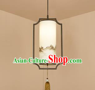 Traditional China Handmade Lantern Ancient Landscape Hanging Lanterns Palace Ceiling Lamp