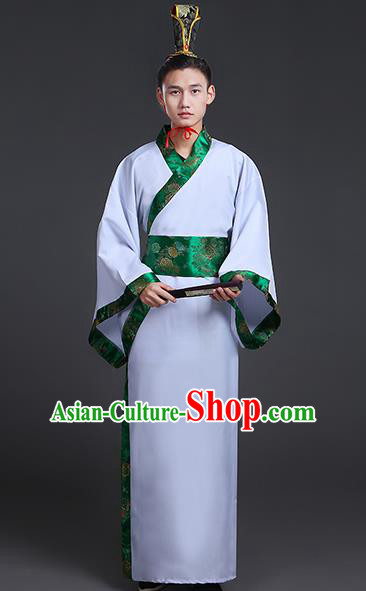 Chinese Ancient Han Dynasty Prince Costume Scholar Embroidered Hanfu Clothing for Men