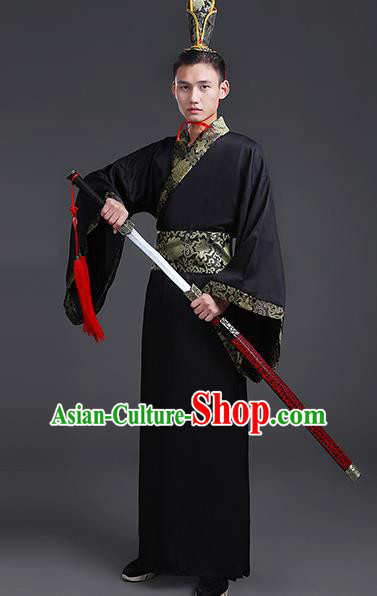 Chinese Ancient Han Dynasty Nobility Childe Costume Theatre Performances Swordsman Clothing for Men