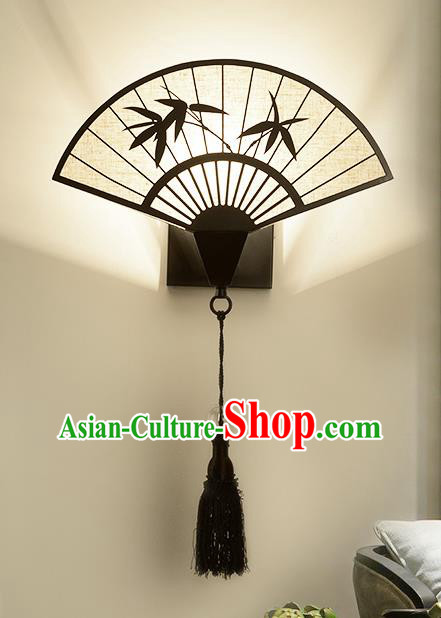 Traditional Asian China Style Fan Lanterns Chinese Ancient Bamboo Wall Lamp Palace Lantern