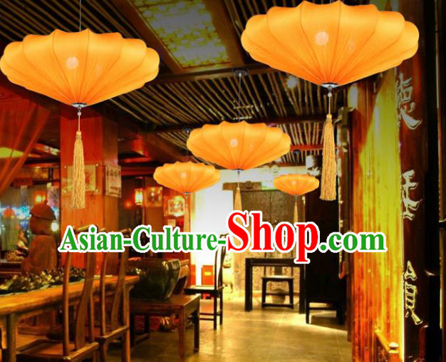 Traditional China Handmade Yellow Lantern Ancient New Year Hanging Lanterns Palace Ceiling Lamp