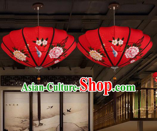 Traditional China Handmade Printing Red Lantern Ancient New Year Hanging Lanterns Palace Ceiling Lamp