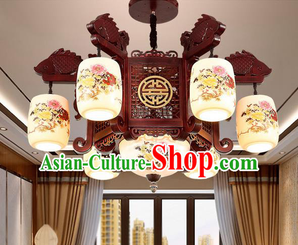 China Handmade Ceiling Lantern Traditional Ancient Porcelain Six-Lights Lamp Palace Lanterns