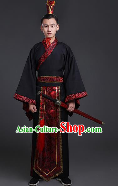 Chinese Ancient Han Dynasty Gifted Scholar Costume Theatre Performances Swordsman Clothing for Men