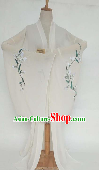 China Tang Dynasty Palace Lady Costume Ancient Princess Embroidered Willow Leaf Cardigan for Women