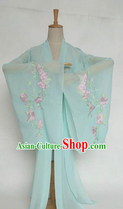 China Tang Dynasty Palace Lady Costume Ancient Princess Embroidered Peony Green Cardigan for Women