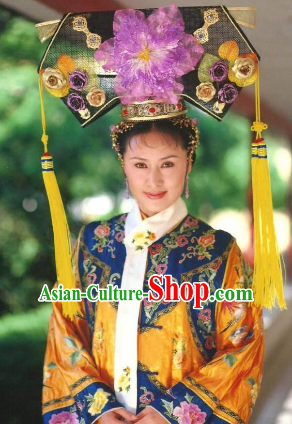 Ancient Chinese Qing Dynasty Manchu Empress Dowager Cixi Embroidered Historical Costume for Women