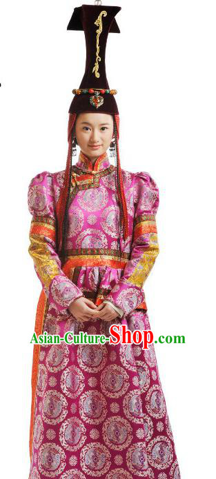 Chinese Qing Dynasty Mongolian Princess Historical Costume Ancient Nobility Lady Clothing for Women