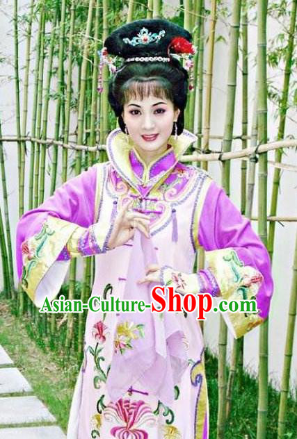 Chinese Ancient Qing Dynasty Manchu Empress Dowager Xiao Zhuang Embroidered Purple Dress Historical Costume for Women