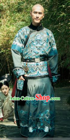 Chinese Qing Dynasty Crown Prince of Kangxi Replica Costumes Ancient Manchu Historical Costume for Men