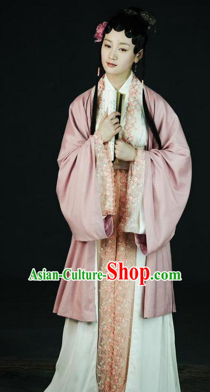 Chinese Ancient A Dream in Red Mansions Character Servant Girl Xiangling Costume for Women