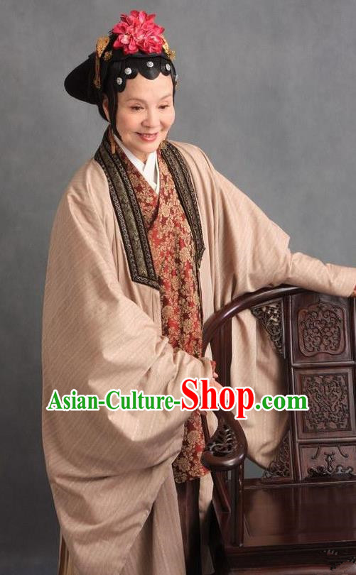 Chinese Ancient Novel Character A Dream in Red Mansions Dowager Madam Wang Costume for Women