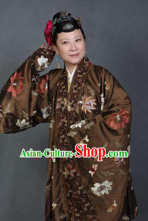 Chinese Ancient Novel Character A Dream in Red Mansions Dowager Aunt Xue Costume for Women