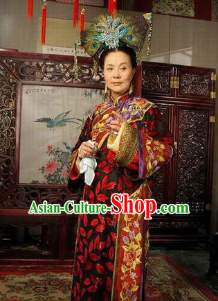 Chinese Ancient Manchu Palace Dress Qing Dynasty Empress Dowager Xiaozhuang Costume for Women