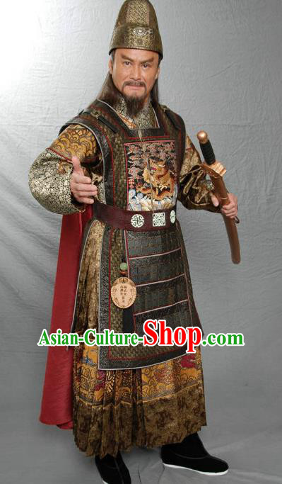 Traditional Chinese Ancient Ming Dynasty General Yan Jin Armour Replica Costume for Men