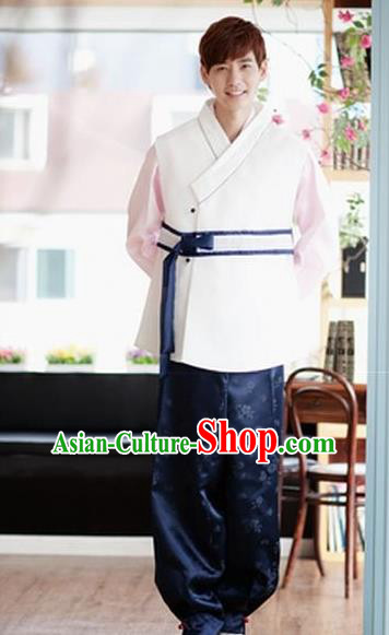Asian Korean Palace Traditional Wedding Embroidered Hanbok Ancient Bridegroom Costumes for Men