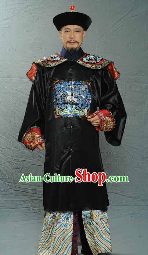 Chinese Ancient Qing Dynasty Manchu Ministry of Personnel Rong Boxuan Replica Costume for Men