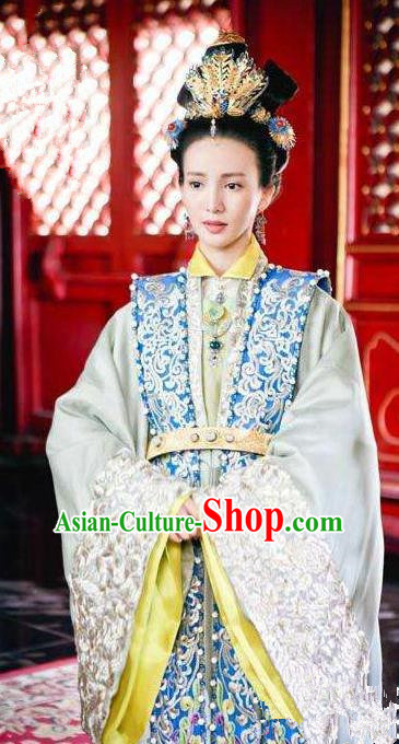 Chinese Ancient Ming Dynasty Imperial Empress Jing Embroidered Dress Costume for Women