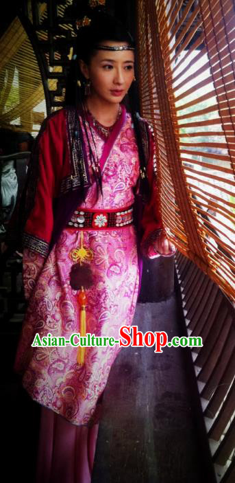 Ancient Chinese Ming Dynasty Swordswoman Embroidered Dress Historical Costume for Women