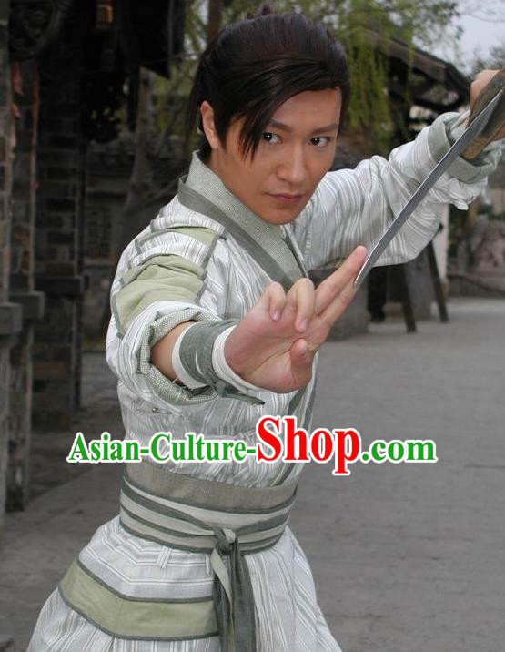 Chinese Ancient Ming Dynasty Swordsman Zhan Zhao Replica Costume for Men