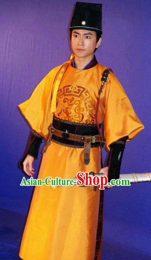 Chinese Ancient Song Dynasty Swordsman Imperial Bodyguard Zhan Zhao Replica Costume for Men