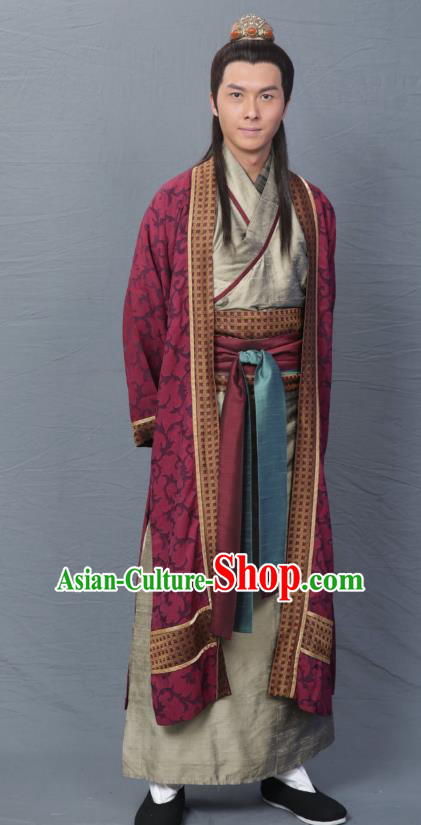 Chinese Song Dynasty Poet Qin Shaoyou Clothing Ancient Scholar Litterateur Replica Costume for Men