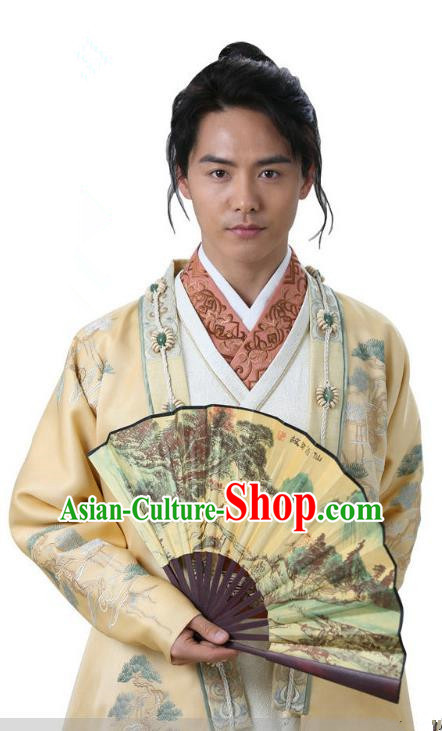 Ancient Chinese Song Dynasty Nobility Childe Swordsman Replica Costume for Men
