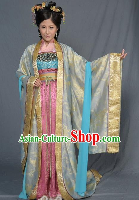 Chinese Song Dynasty Queen Embroidered Mullet Dress Ancient Empress of Zhao Yun Replica Costume for Women