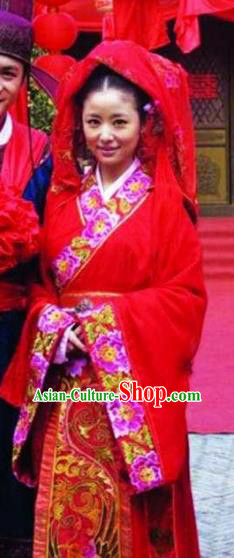 Chinese Ancient Song Dynasty Wife of Litterateur Su Shi Wang Fu Wedding Replica Costume for Women