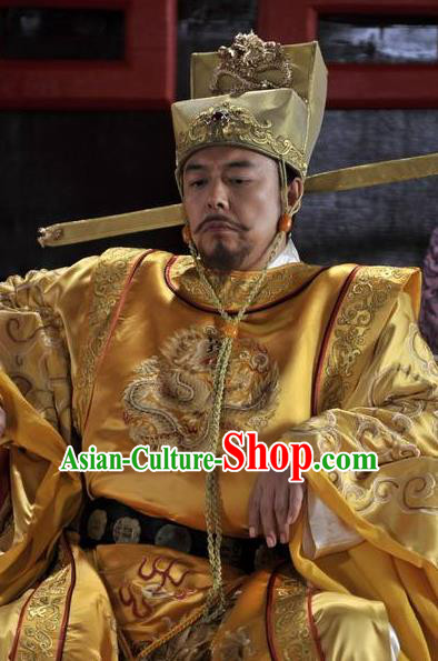 Chinese Ancient Song Dynasty Zhen Emperor Zhao Heng Imperial Robe Replica Costume for Men