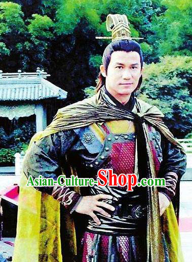 Chinese Ancient Jin Dynasty General Wanyan Zongbi Replica Costume Helmet and Armour for Men
