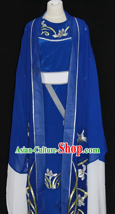 China Traditional Beijing Opera Niche Embroidered Orchid Costume Chinese Peking Opera Scholar Blue Robe for Adults
