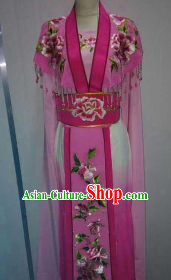 China Traditional Beijing Opera Palace Princess Embroidered Rosy Dress Chinese Peking Opera Actress Costume