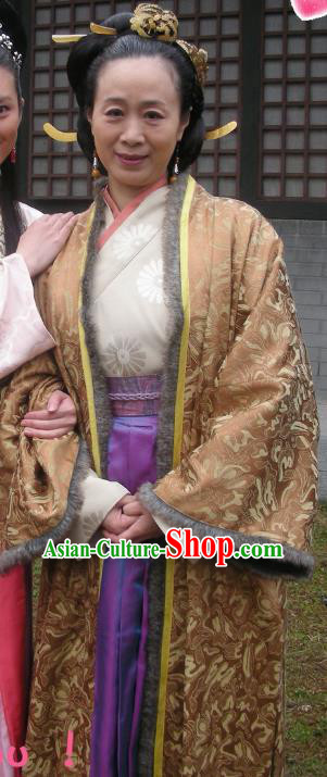 Chinese Traditional Tang Dynasty Dowager Countess Embroidered Dress Palace Replica Costume for Women