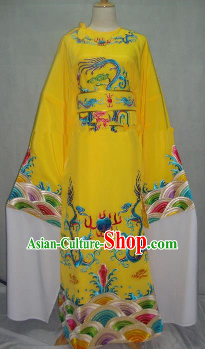China Beijing Opera Lang Scholar Yellow Embroidered Robe Chinese Traditional Peking Opera Niche Costume for Adults