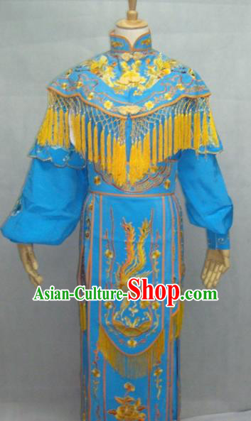 Traditional China Beijing Opera Female Warrior Blue Dress Chinese Peking Opera General Costume