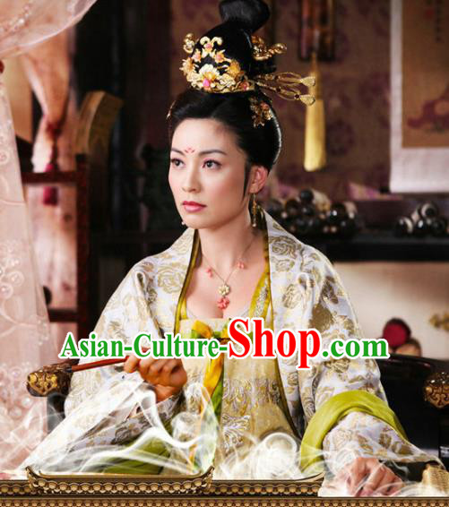 Chinese Traditional Tang Dynasty Palace Female Officials Shangguan Waner Embroidered Replica Costume for Women