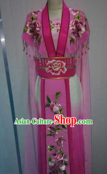 Traditional China Beijing Opera Princess Rosy Dress Chinese Peking Opera Diva Embroidered Costume