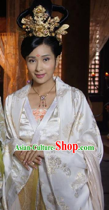 Chinese Ancient Tang Dynasty Palace Lady Embroidered Dress Princess Taiping Replica Costume for Women