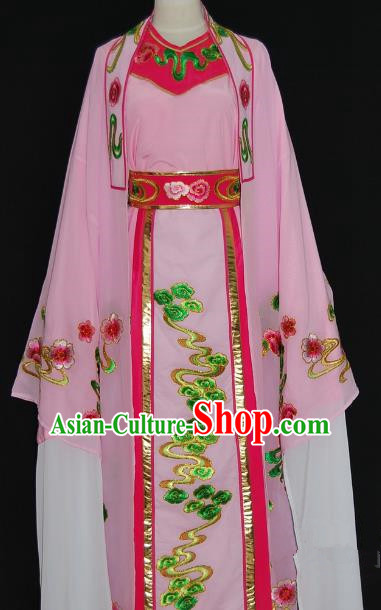 Traditional Chinese Beijing Opera Niche Costume Scholar Embroidery Pink Robe for Adults