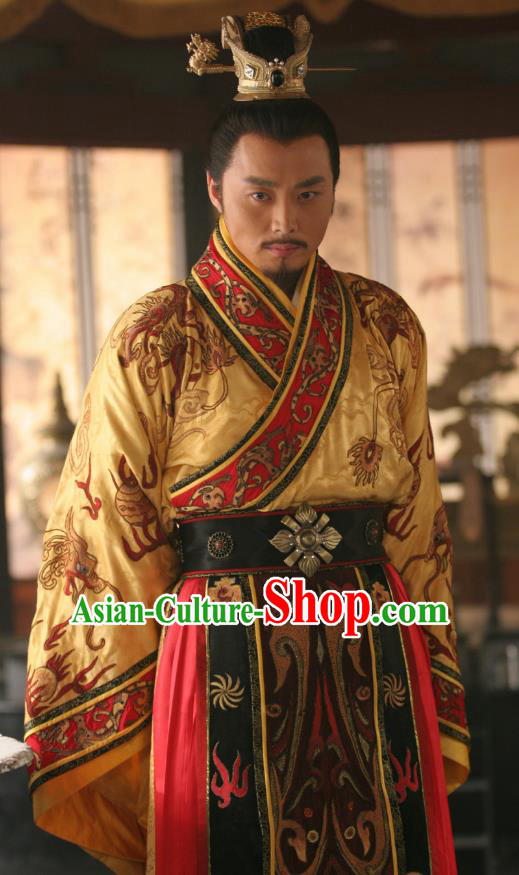 Chinese Ancient Tang Dynasty Emperor Li Shimin Replica Costume Embroidered Imperial Robe for Men